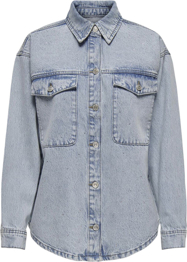 ONLY ONLMERCURY LS OVS RHINEST DNM JACKE Light blue denim