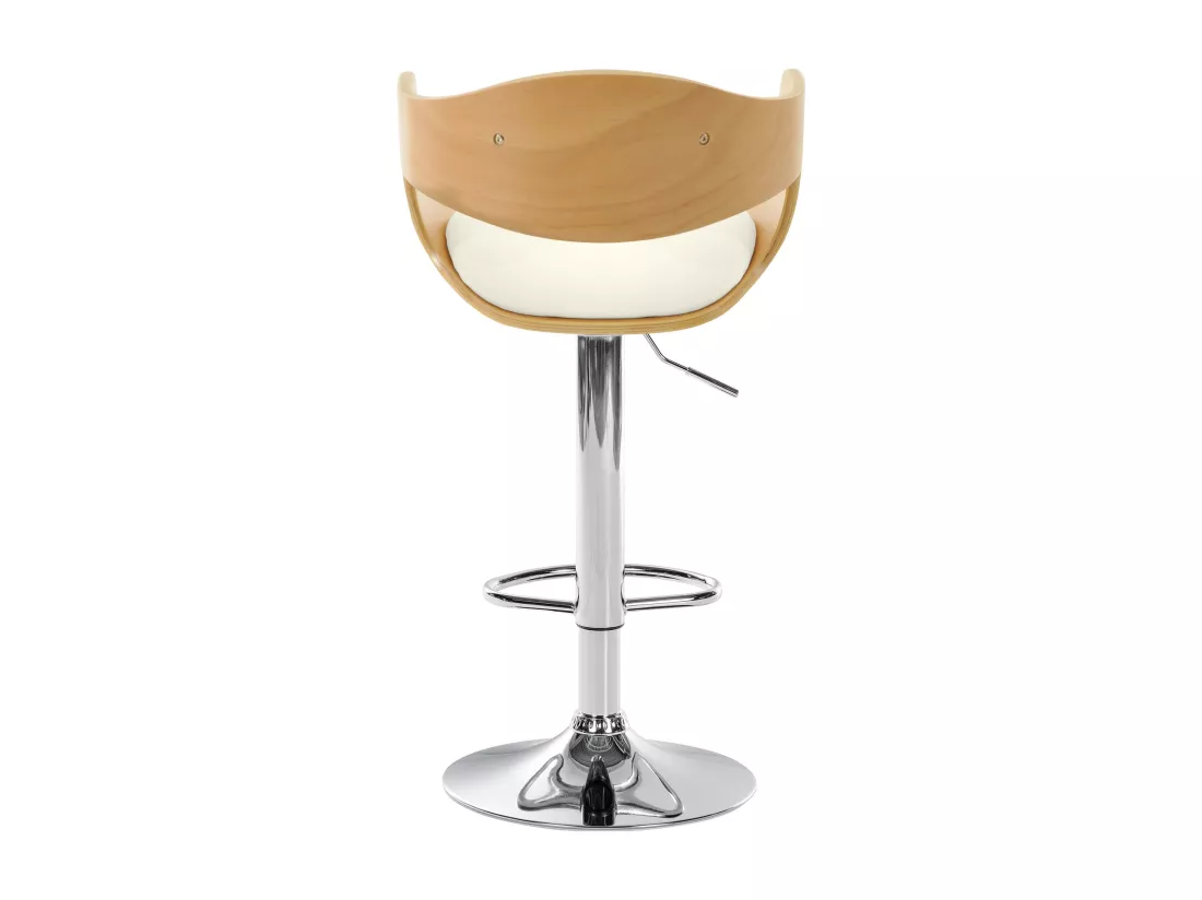Tabouret de bar - Similicuir & Métal chromé - Nature / Blanc - Kingston
