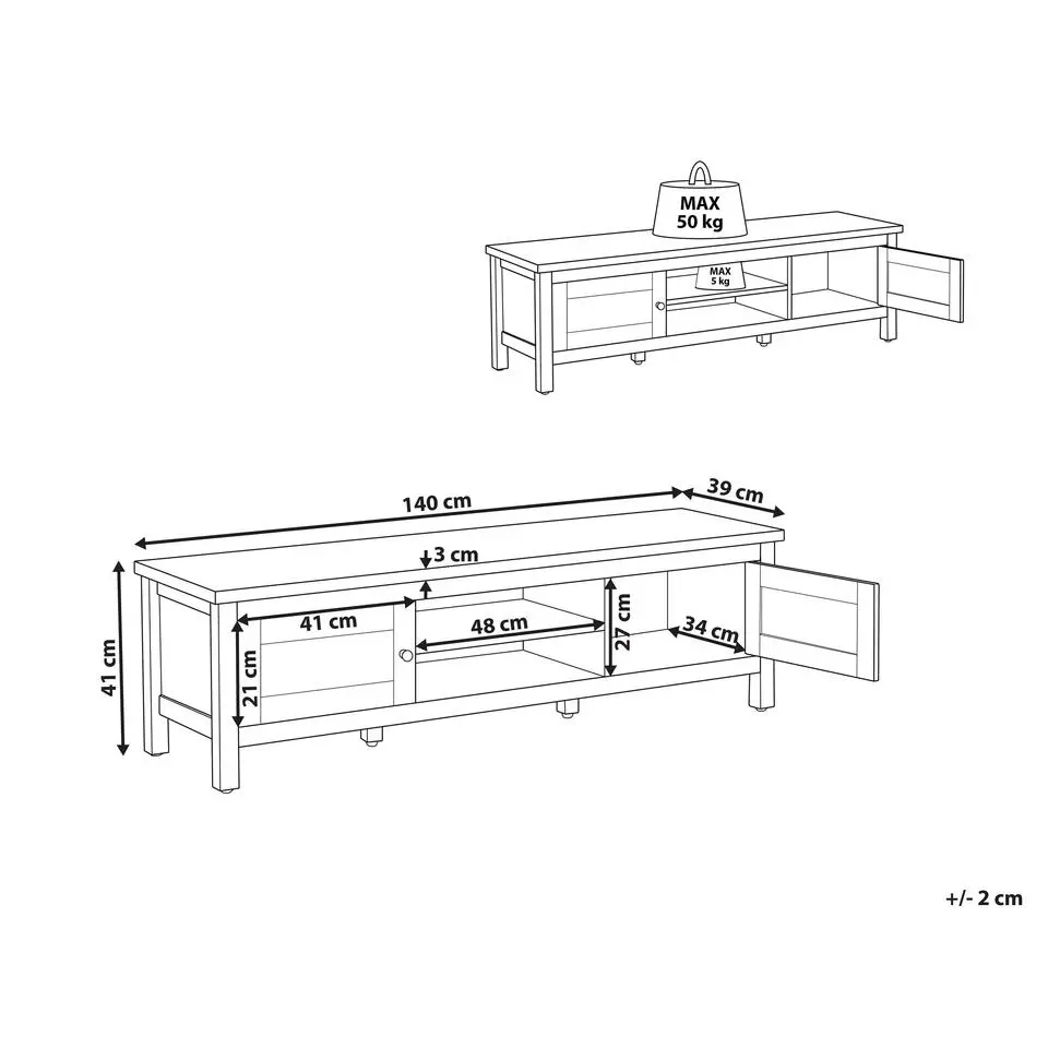 ATOCA - TV-meubel - Lichthout/Wit - MDF
