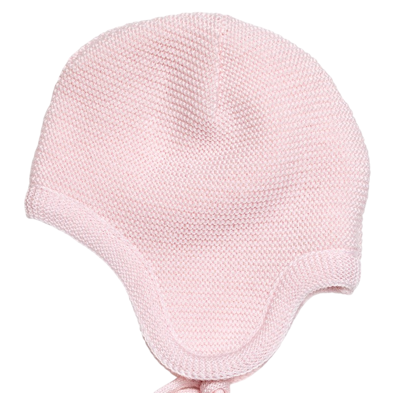 Mütze Merinowolle mit Ohren rosa