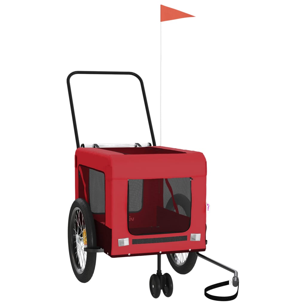 vidaXL Pet Bicycle Trailer Iron Oxford Cloth Vermelho Preto