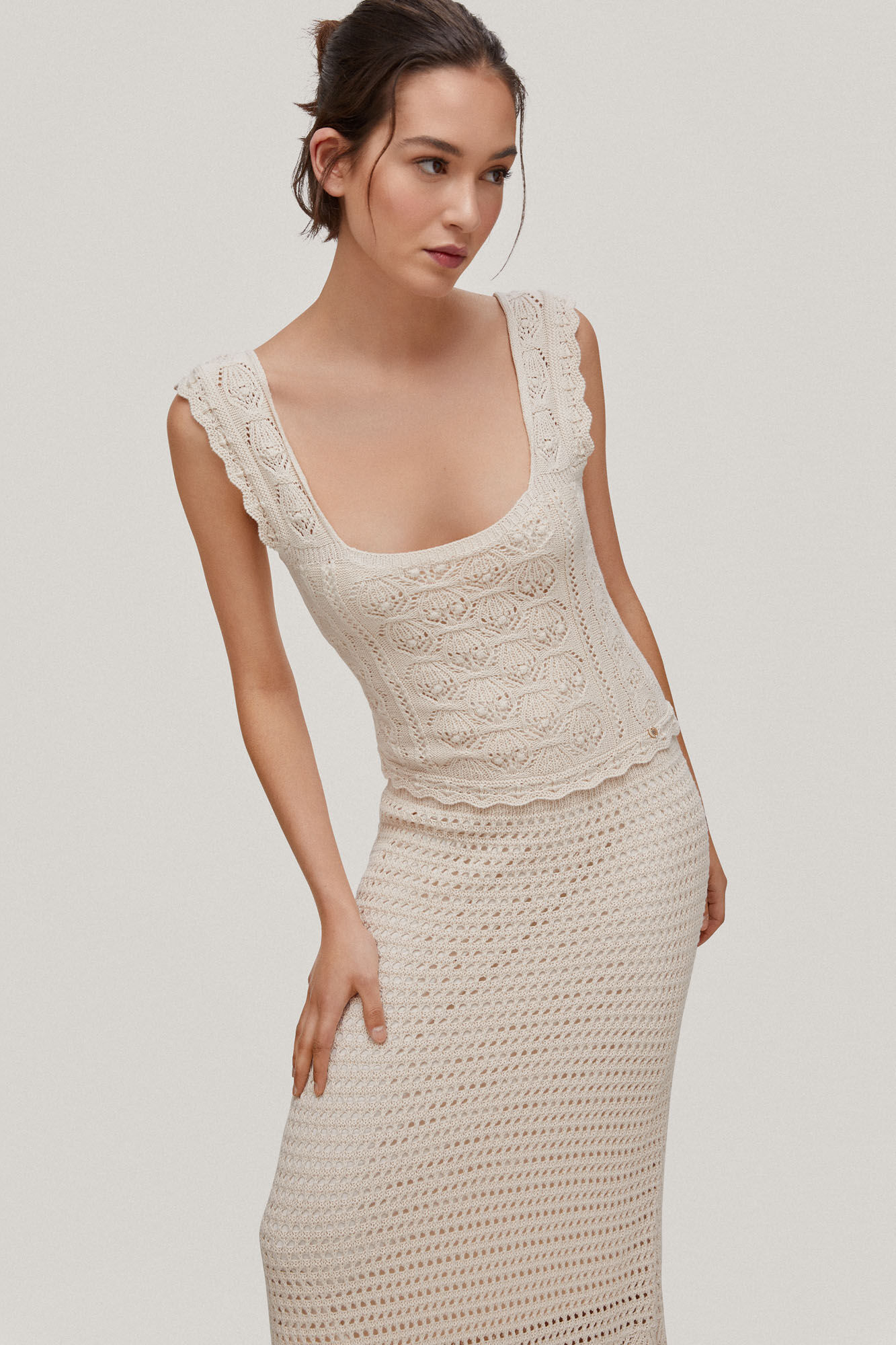 Vestido de malha elegante - Bege