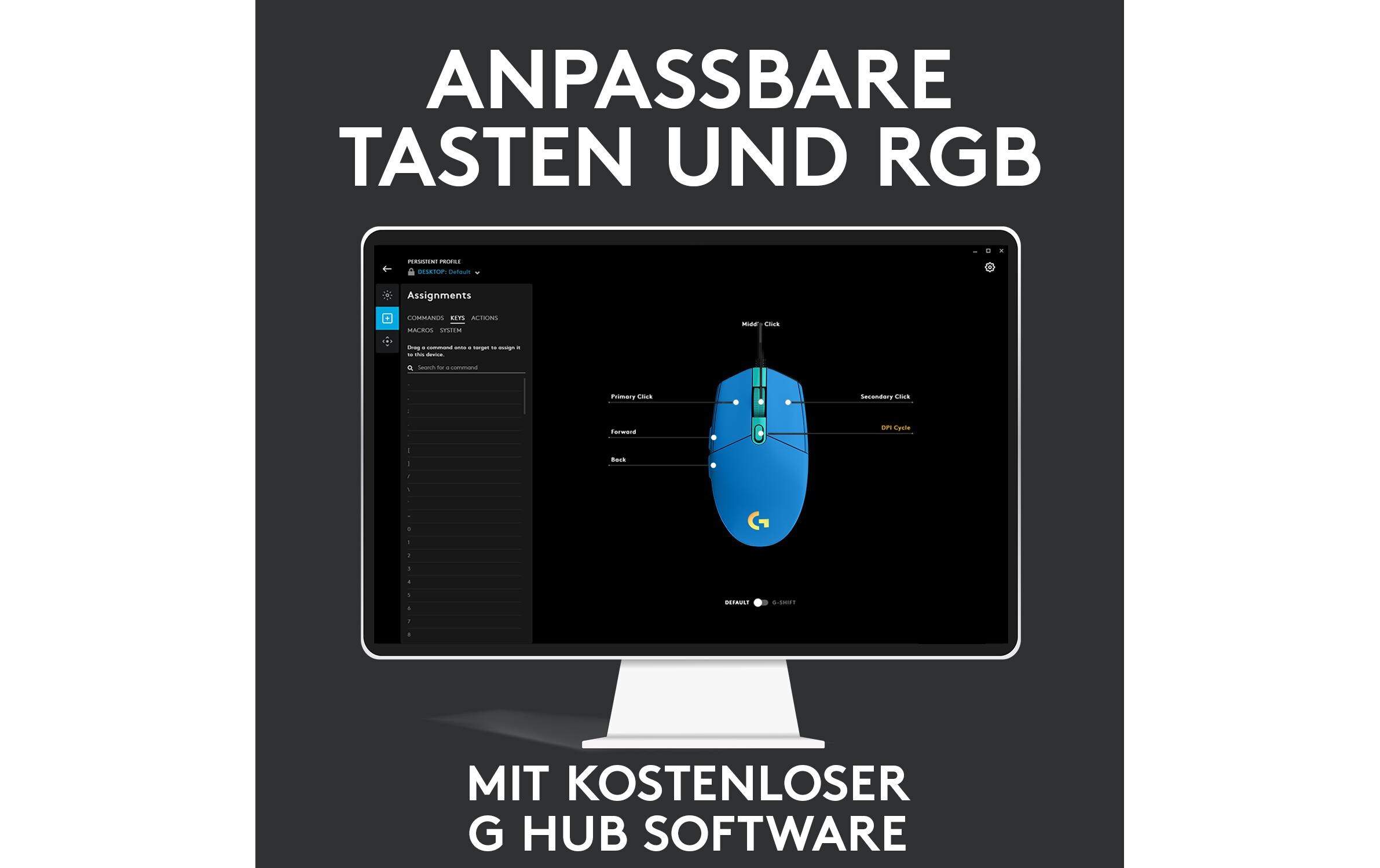 Gaming-Maus G203 Lightsync BlauReaktionsschnelle und leichte USB-Gamingmaus