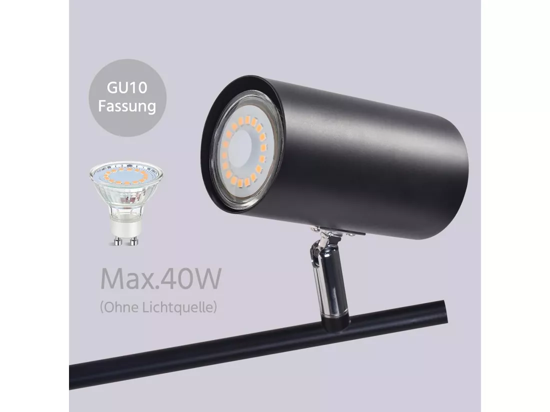 NETTLIFE lampe de chevet lampe de table noire salon pivotante 350° GU10 métal bureau