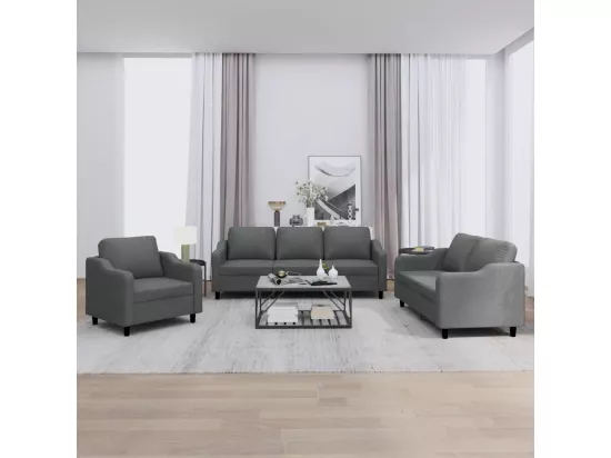 Ensemble de canapés 3 pcs avec coussins Gris foncé Tissu