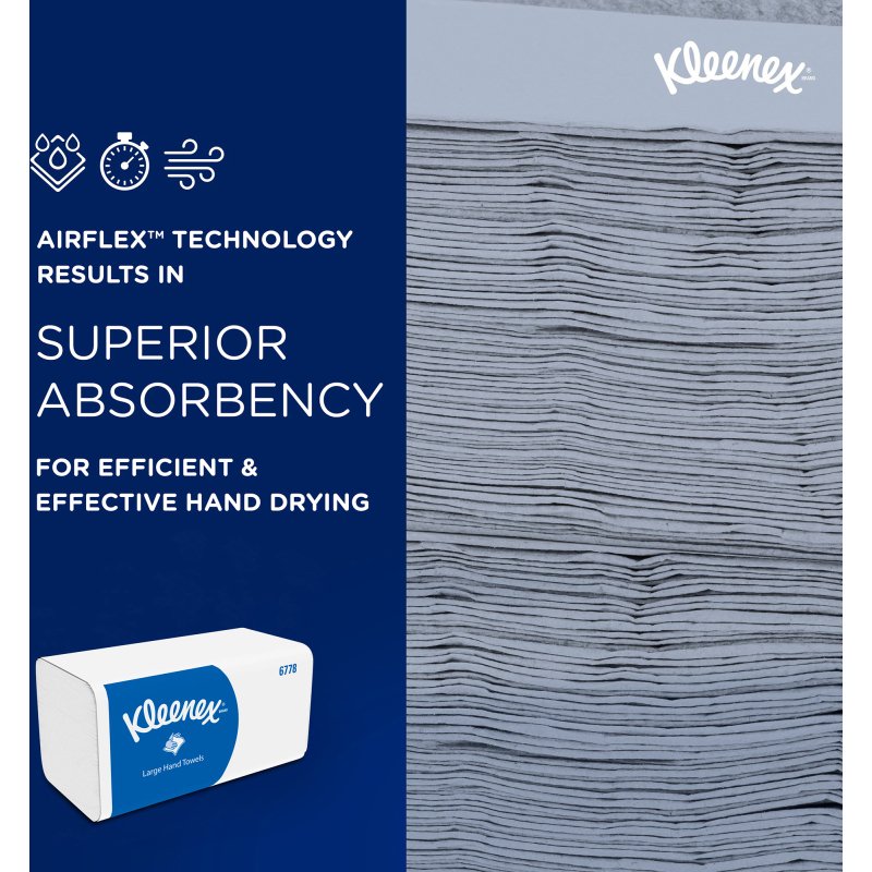 Papier essuie-mains pliage enchevêtré Kleenex Airflex Ultra 6778 - Carton de 1860