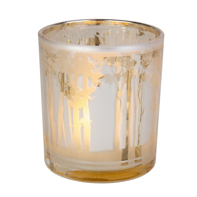 Teelichtglas - Wald - gold - ca. 7 x 8 cm