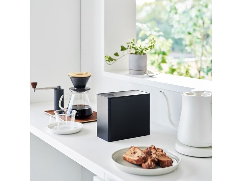 Yamazaki Vorratsdose Tower 1.6 l, Schwarz Luftdichte Kaffeedose