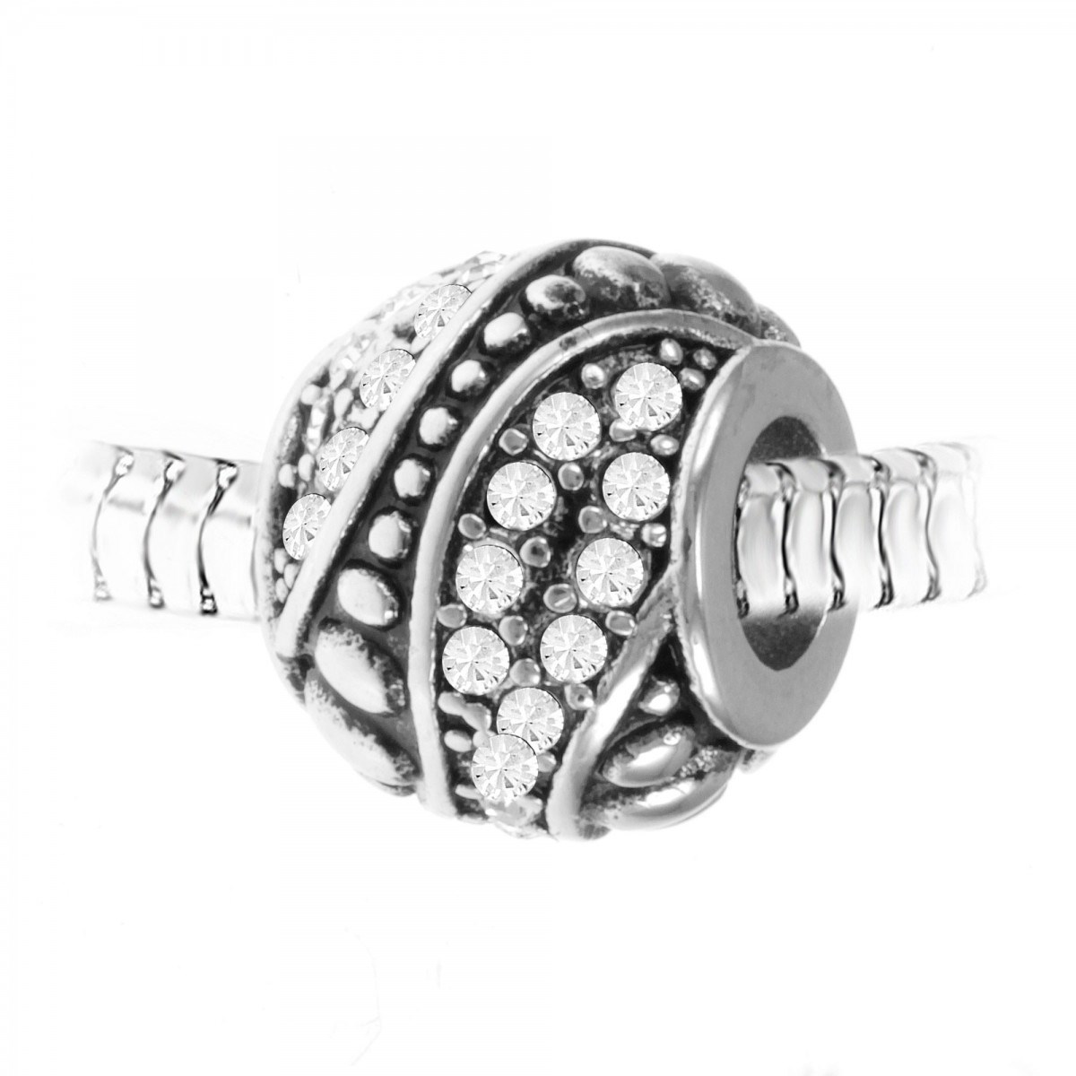 Charm perle orné de cristaux scintillants et acier SC Crystal