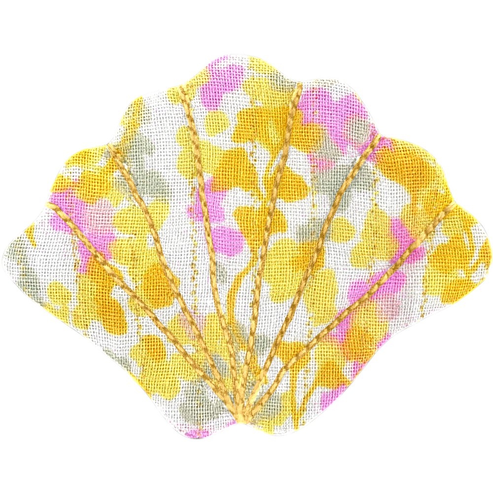 Barrette Coquillage Mimosa Jaune Rose