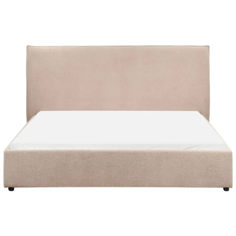 LAVAUR - Tweepersoonsbed - Taupe - 160 x 200 cm - Bouclé