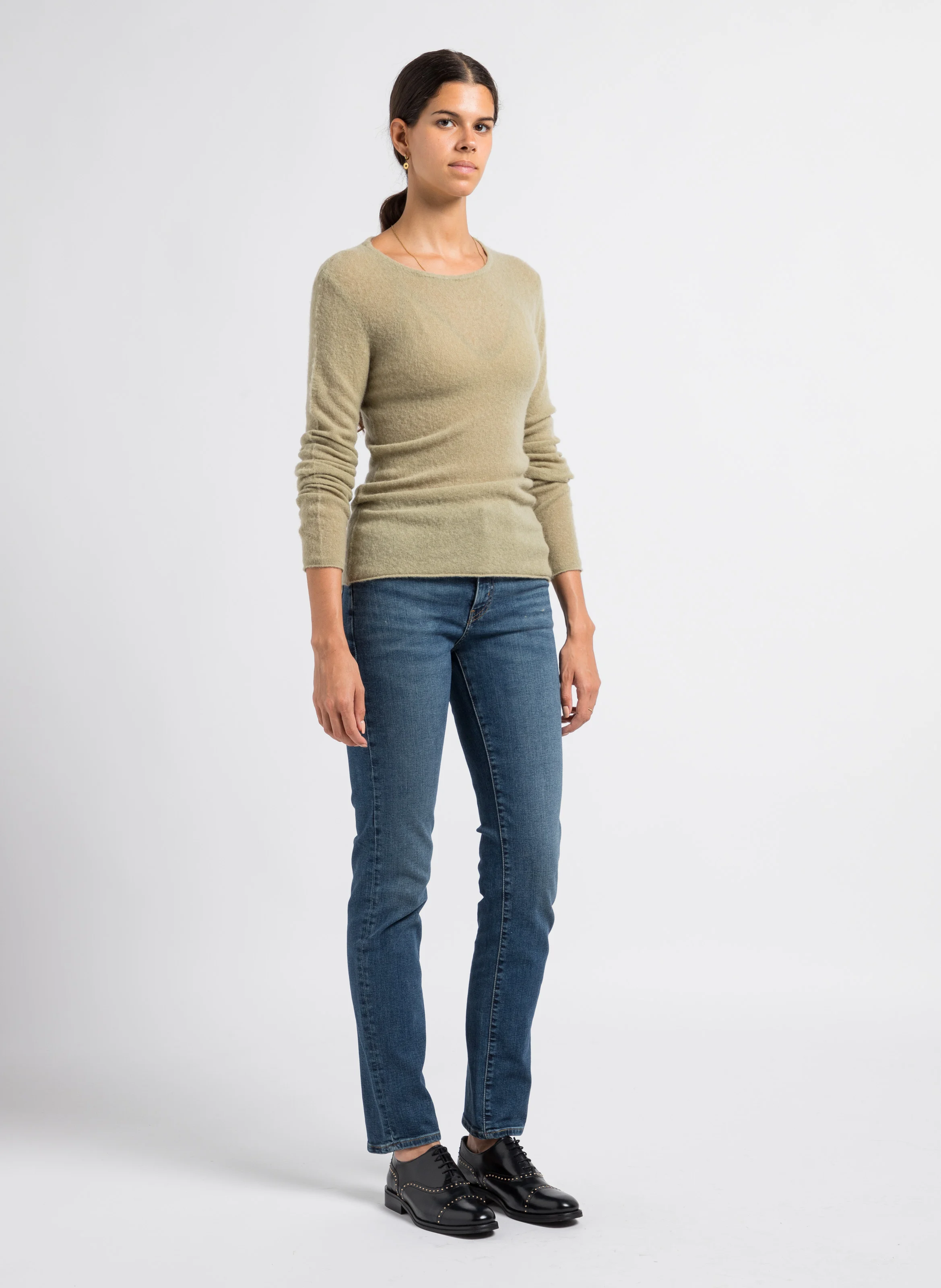 724 HIGH RISE STRAIGHT - Jean slim taille haute en coton stretch| Jean Délavé