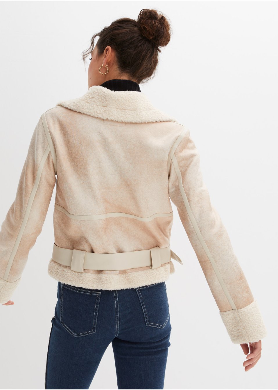 Veste biker avec empiècement synthétique