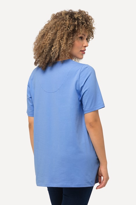 T-Shirt, A-Linie, Tunika-Ausschnitt, Halbarm