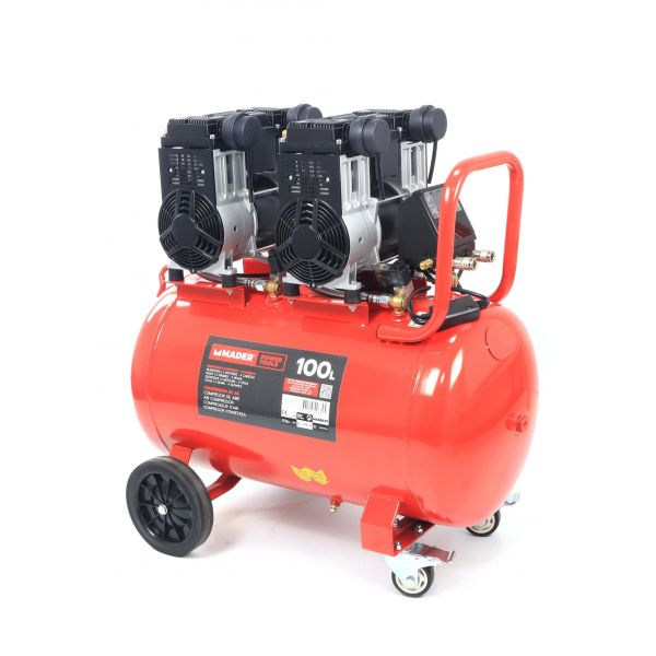 Mader Compressor de Ar Monobloco, 100L, 6HP, 4 Cabeças - 2 Motores, Lcd