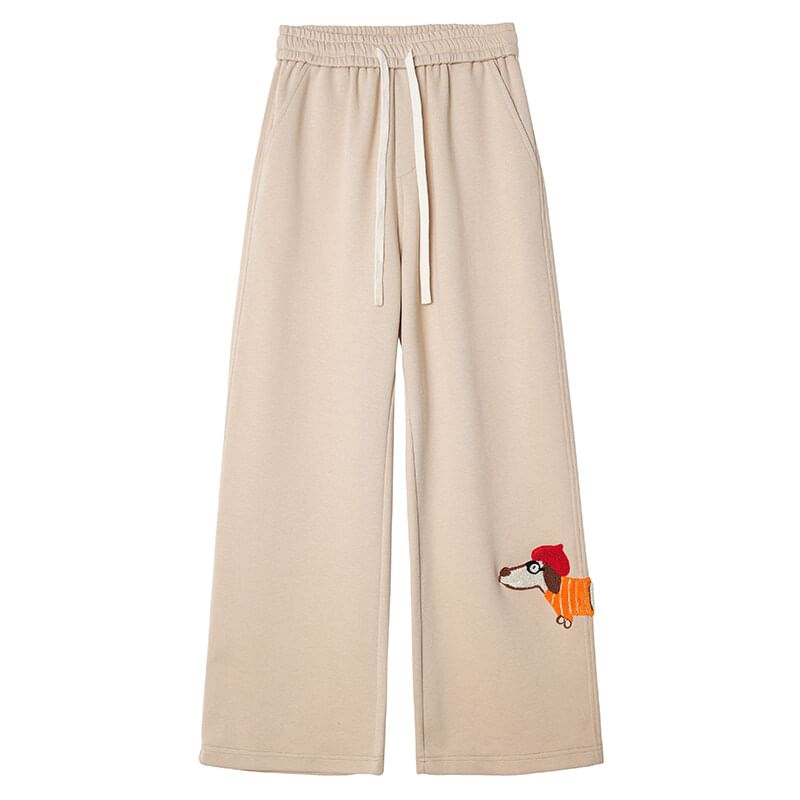 Koiyua - Rechte joggingbroek met trekkoord en hondenmotief
