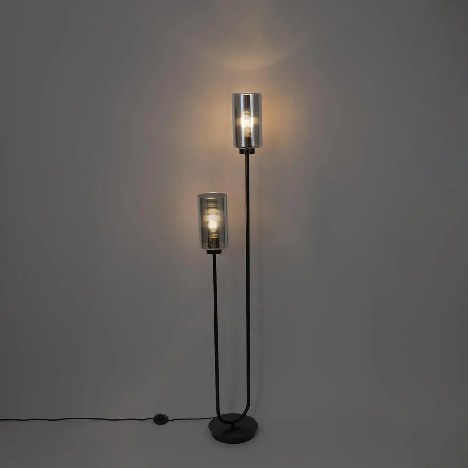 Qazqa vloerlampen laura grijs e27