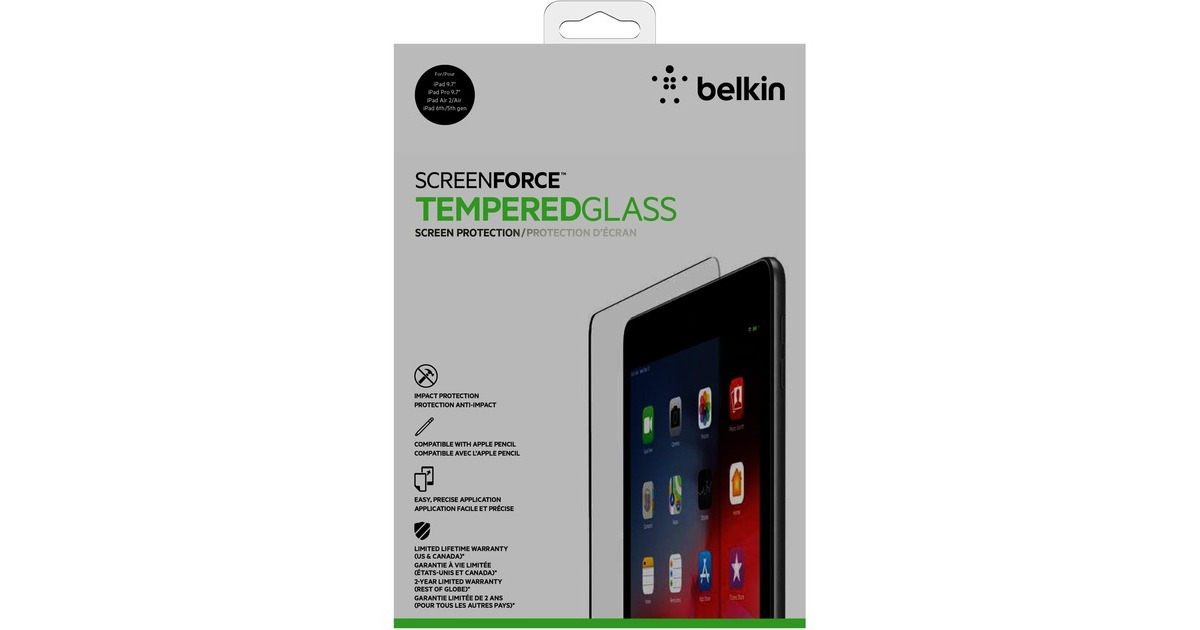BelkinSCREENFORCE TemperedGlass voor iPad 9,7