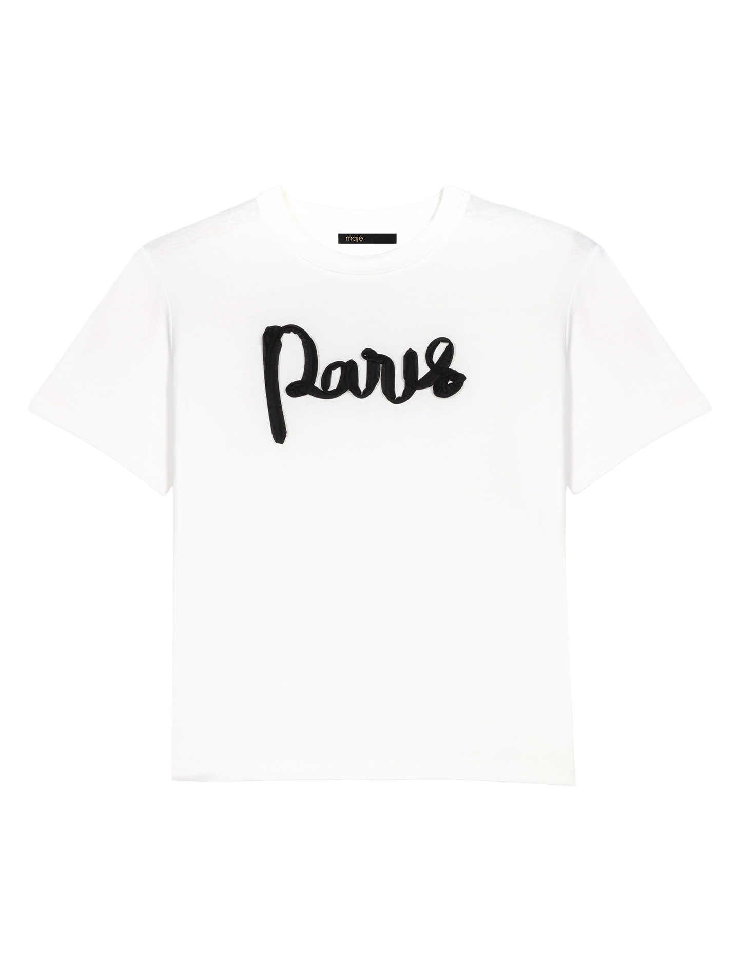 Tee-shirt droit col rond en coton mélangé sérigraphié | Blanc