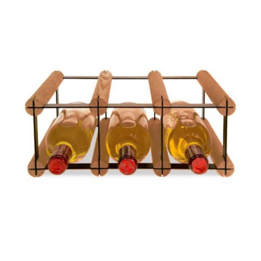 PROREGAL Modulair Wijnrek Vinotega Mod Metaal HxBxD 12,5 x 32,5 x 24,5 cm 3 x 1 Flessen Massief grenenhout Bruin Geolied
