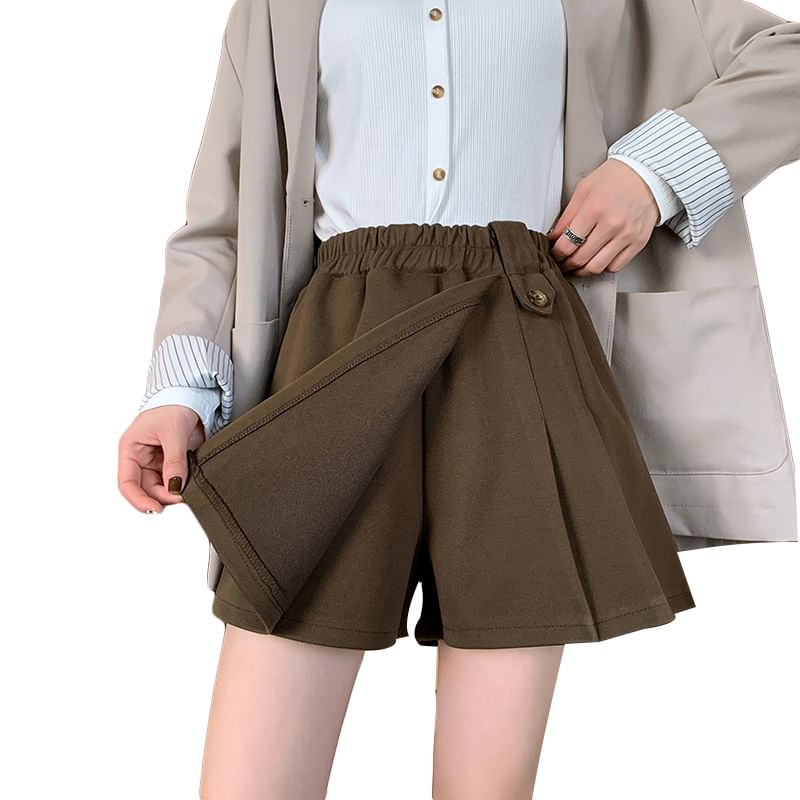 Dragan Pulse - Hoge taille effen asymmetrische geplooide mini A-lijn skort