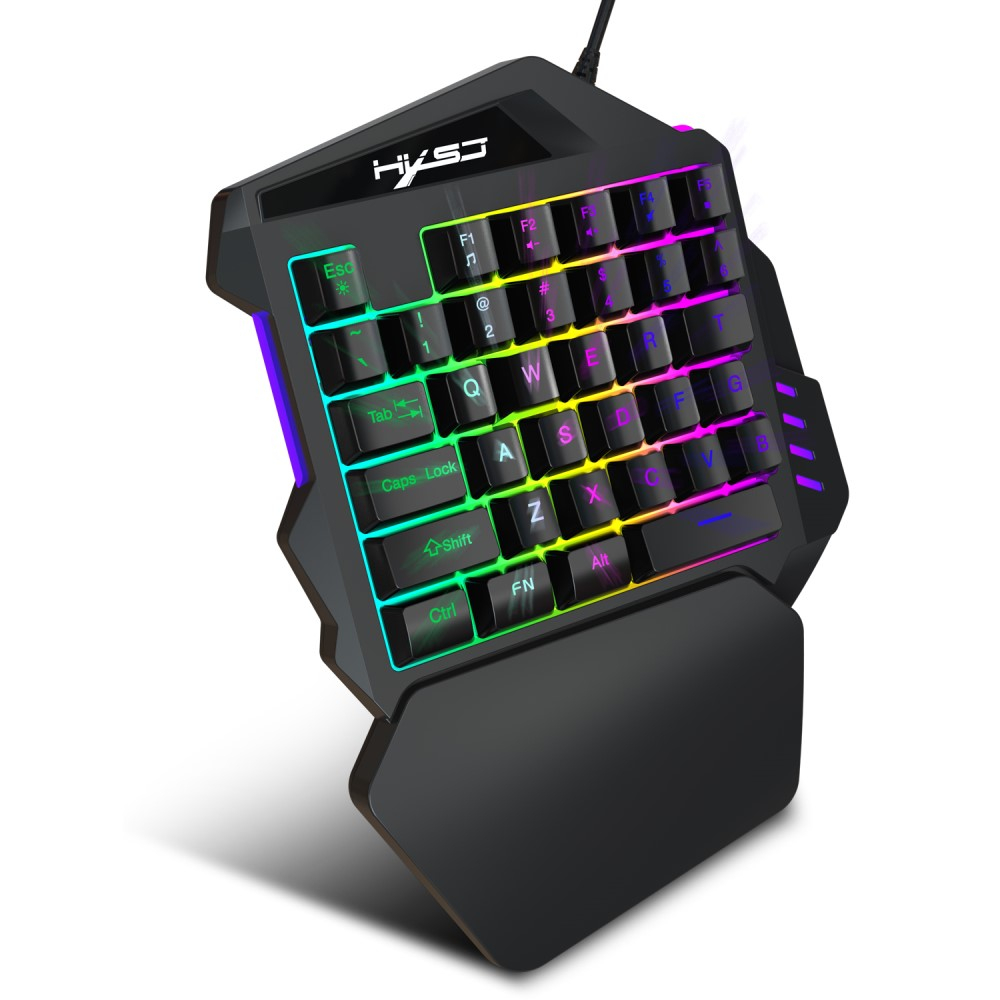 (3-tlg. Set) USB Einhand Gaming Tastatur mit Handballenauflage und Maus   Konverter für PS4 / PS3 / Xbox / Nintendo Switch - Schwarz