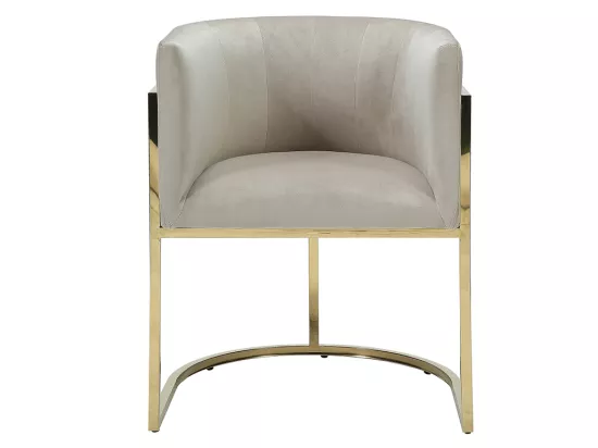 Chaise avec accoudoirs - Velours et acier inoxydable - Beige et doré - PERIA de Pascal MORABITO