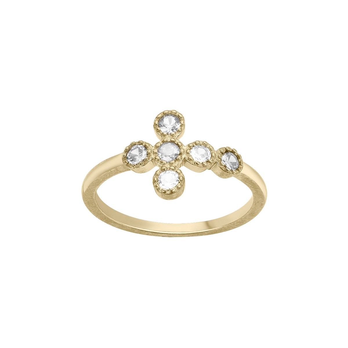 Bague en Plaqué Or avec oxyde de zirconium blanc