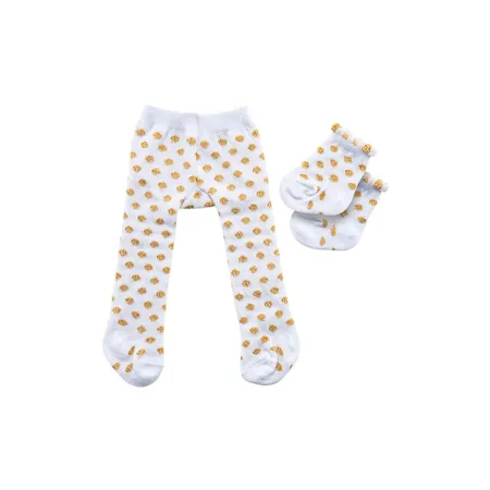Strumpfhose mit Söckchen für Puppen, goldene Punkte, Größe 35 - 45 cm