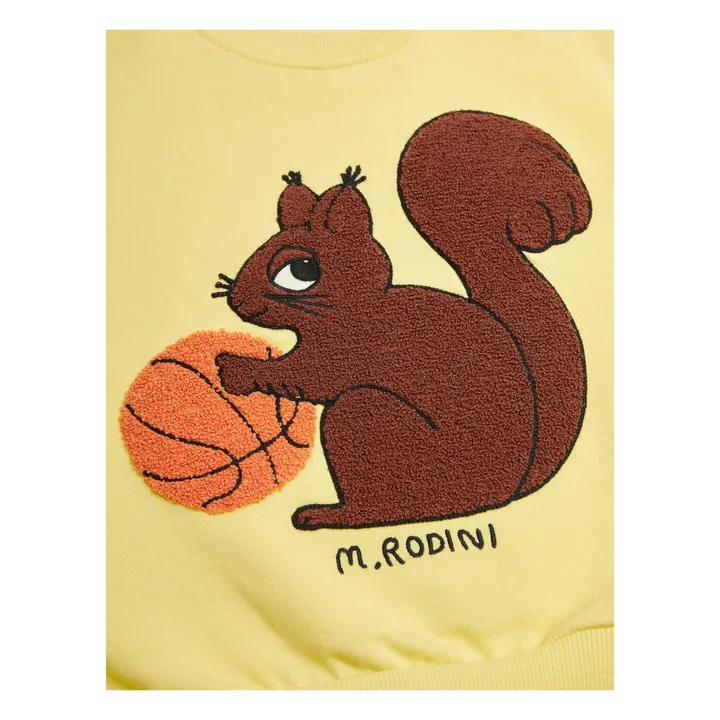 Mini Rodini Sweat Ecureuil Coton Bio | Jaune pâle