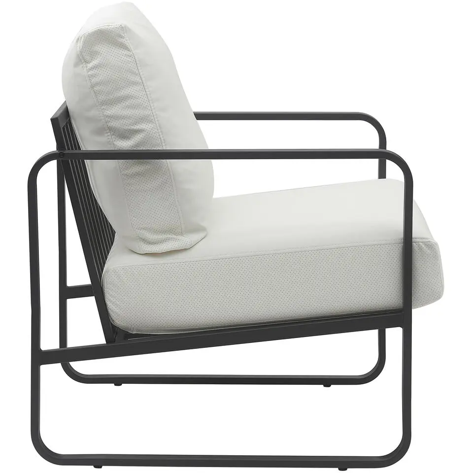 CLP Lounger Manea zwart Frame - Kunstleer - wit