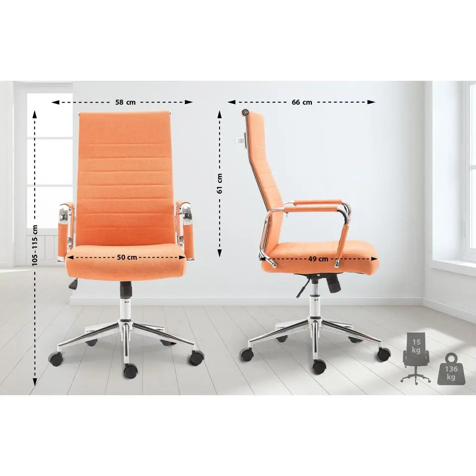 CLP Bureaustoel Kolumbus chroom Frame - Stof - oranje