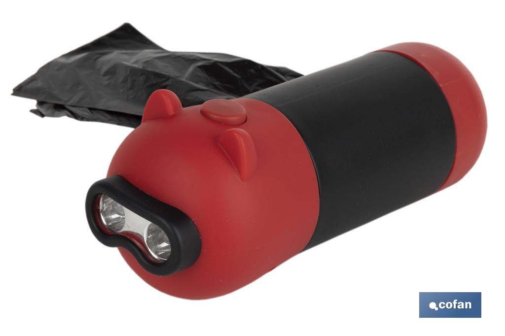 Dispensador de Sacos com Lanterna LED | Acessórios para Animais de Estimação | 20 Sacos para Fezes e Pilhas