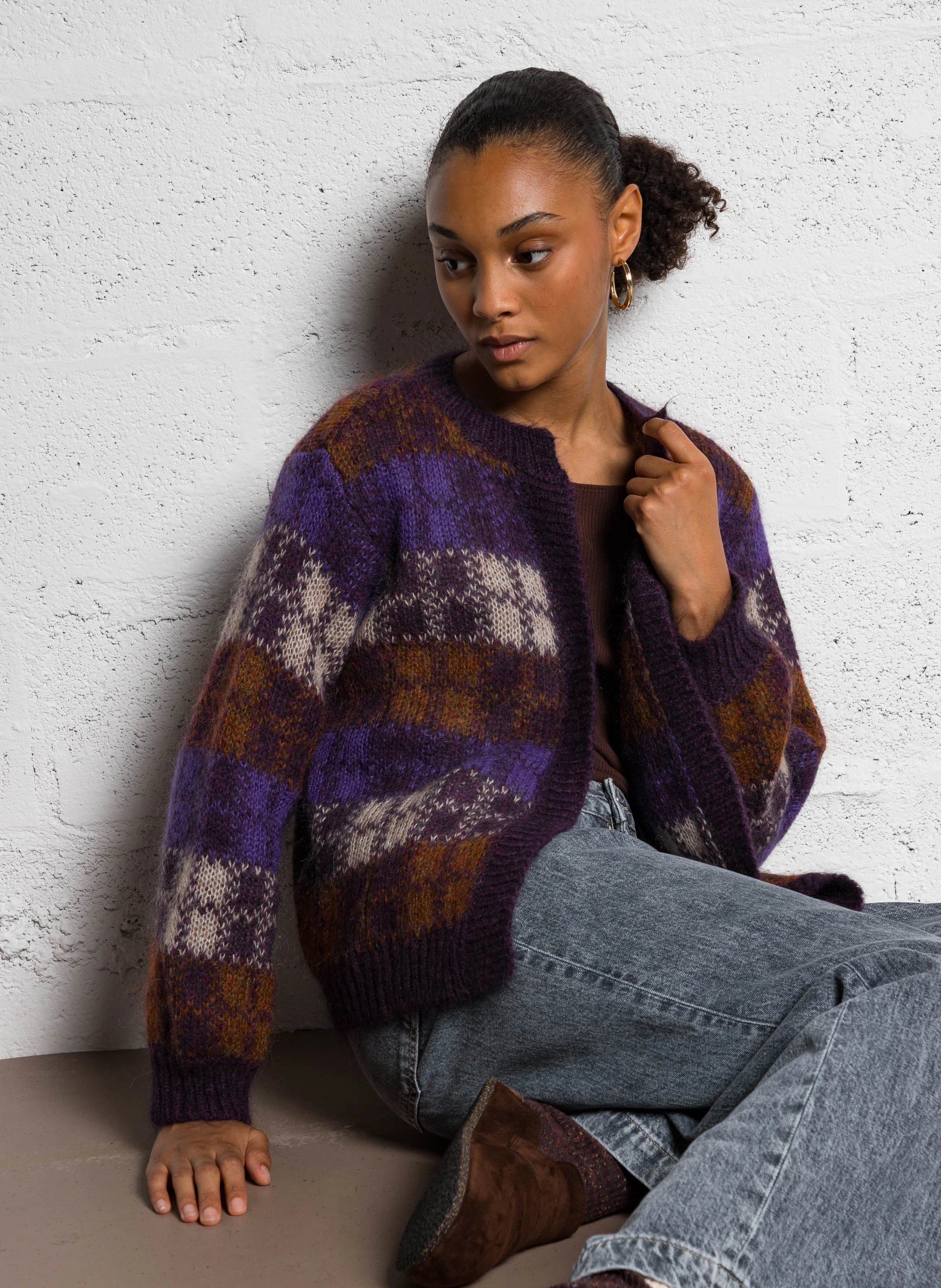 AZELIA - Gilet jacquard à encolure ronde | Multicolore
