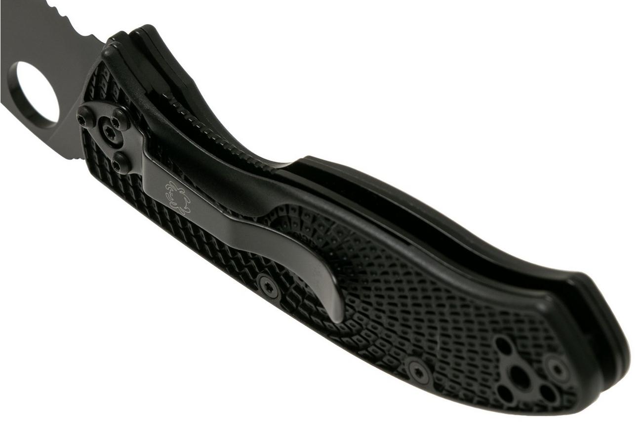 Spyderco Tenacious Lightweight Black C122PSBBK FRN partly serrated zakmes