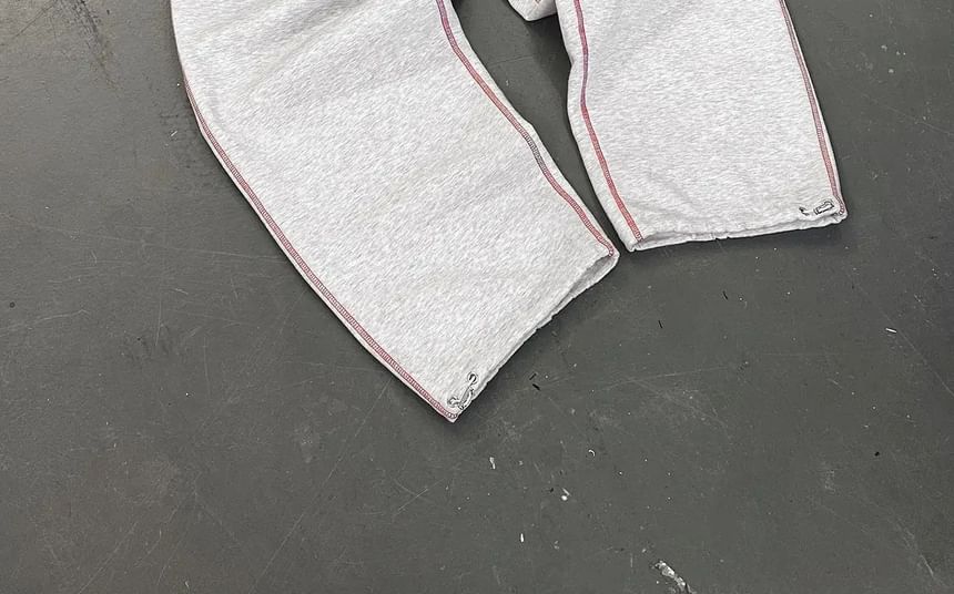 Jerolenea - Elastische taille, cartoon geborduurd, contrasterend gestikt, wijde joggingbroek