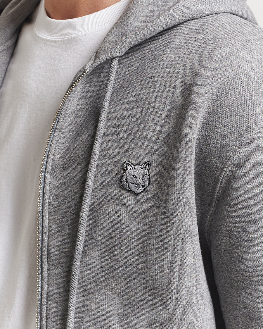 Maison Kitsuné Tonal Fox Head Full Zip Hoodie Medium Grey Melange