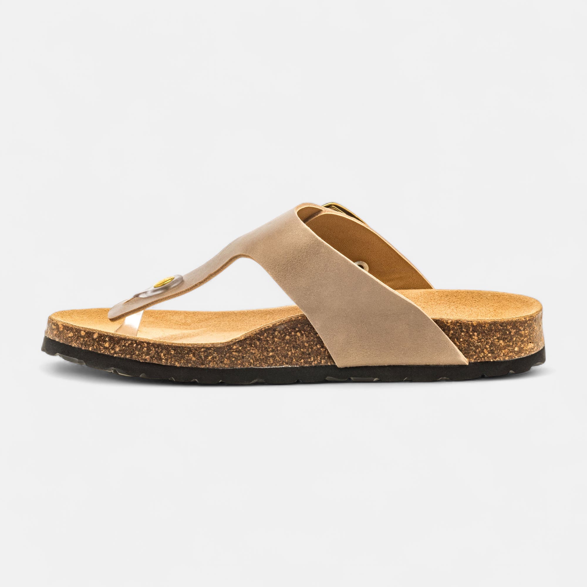 Mules semelle liège Femme en cuir taupe