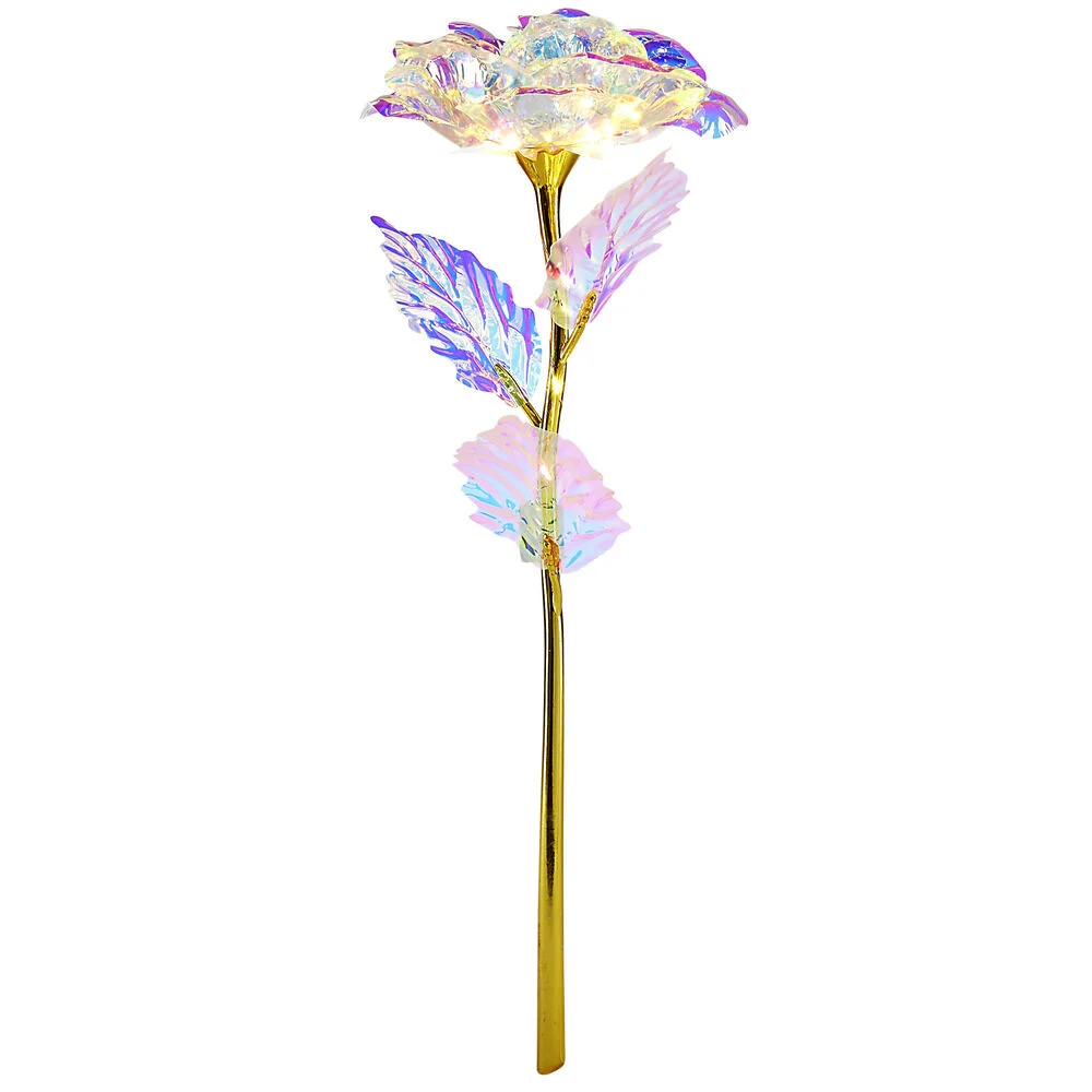 Rose éternelle irisée lumineuse avecLED 15x15xH50cm (3 modèles)