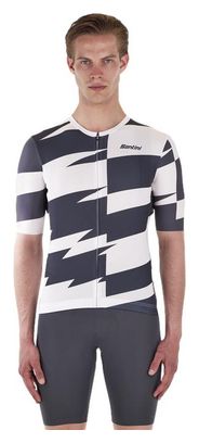 Maillot Manches Courtes Santini Furia Blanc/Noir