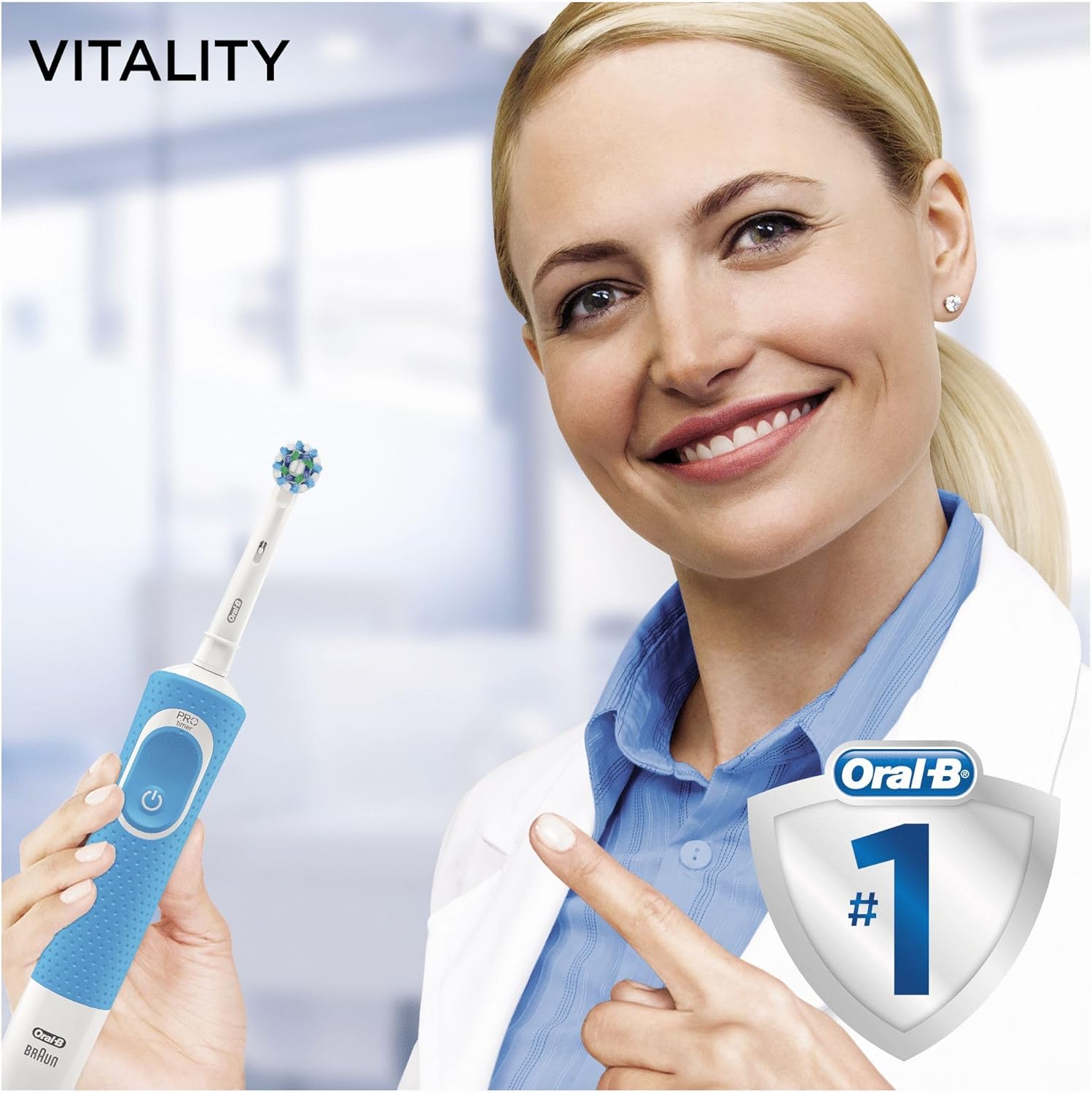Oral-B D100 Vitality Volwassene Roterende-oscillerende tandenborstel, Wit, Zwart