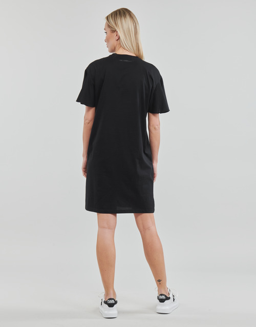 Karl Lagerfeld - LACE INSERT JERSEY DRESS Negro