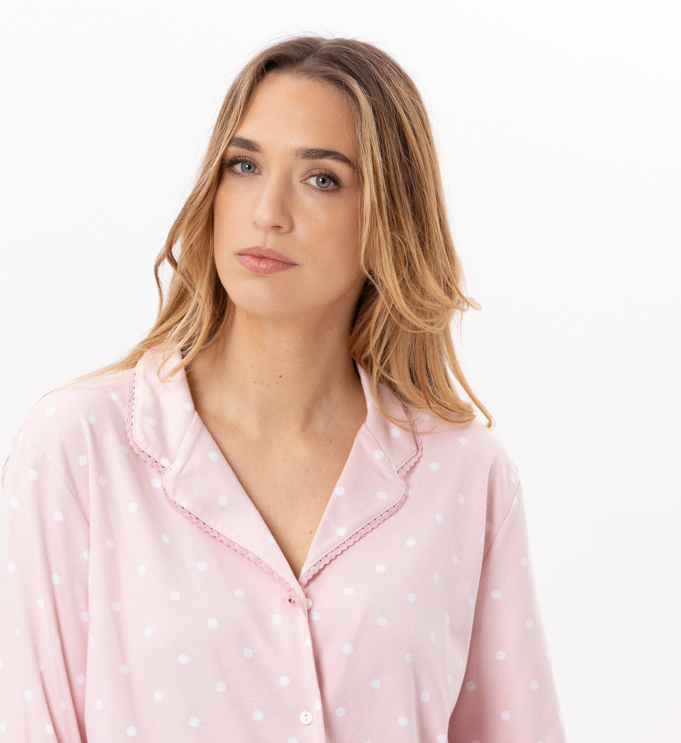 CHAMADE 806 - Pyjama boutonné en coton | Rose