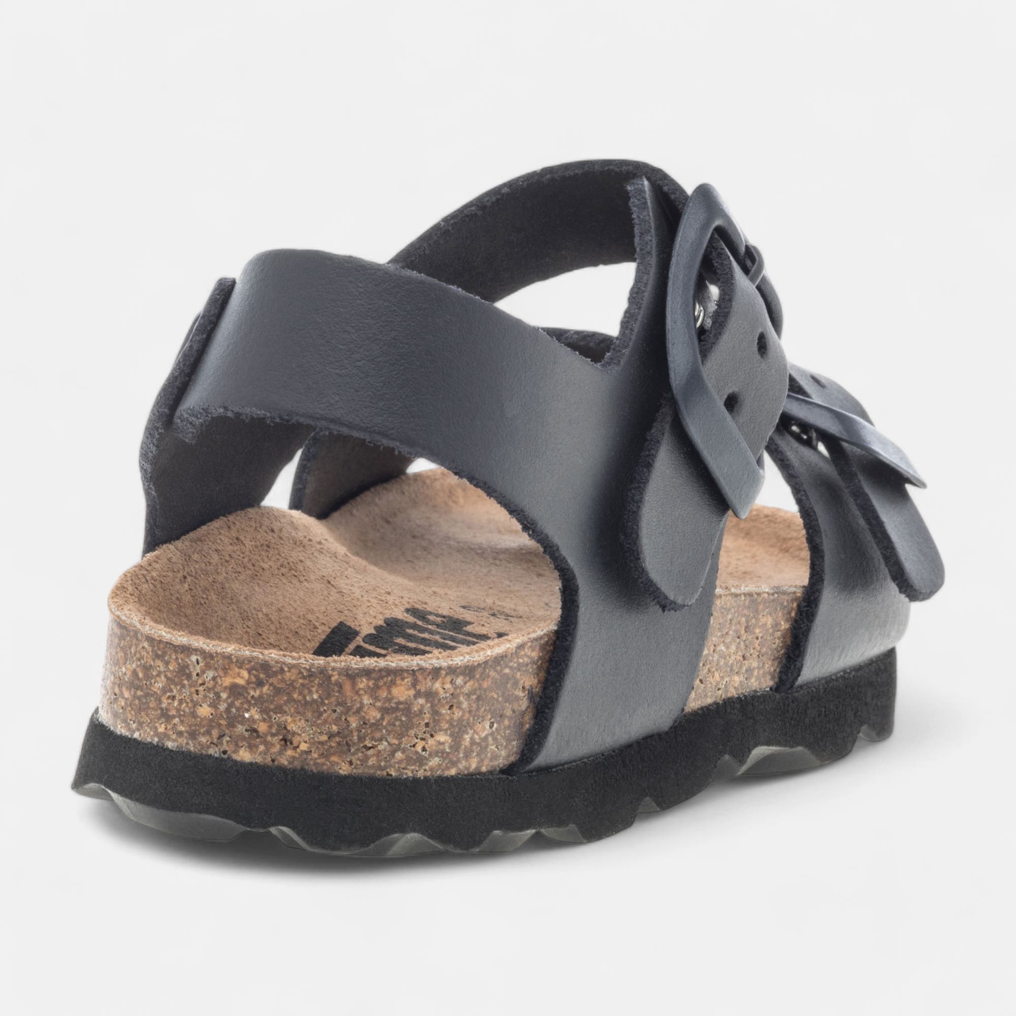 Mules semelle liège Bébé garçon en cuir bleu marine