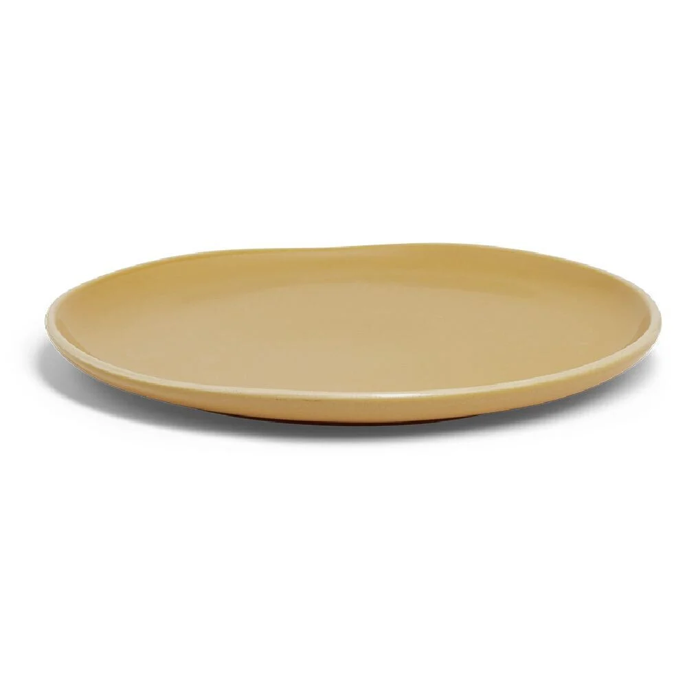 Assiette plate en faïence jaune Ø27xH1,7cm