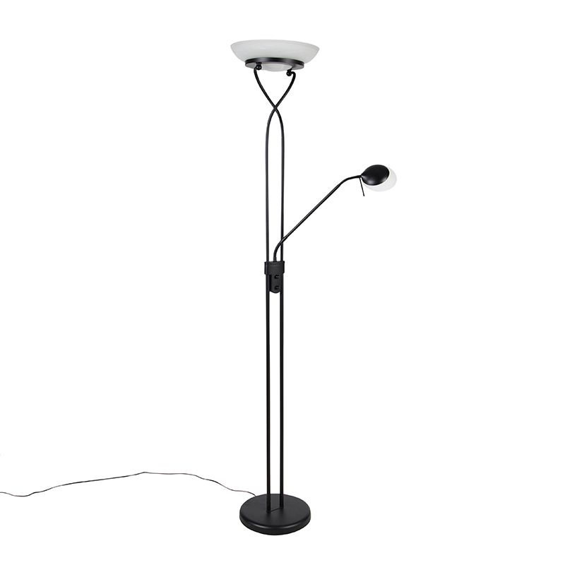 Vloerlamp zwart incl. LED en dimmer met leeslamp dim to warm - Empoli