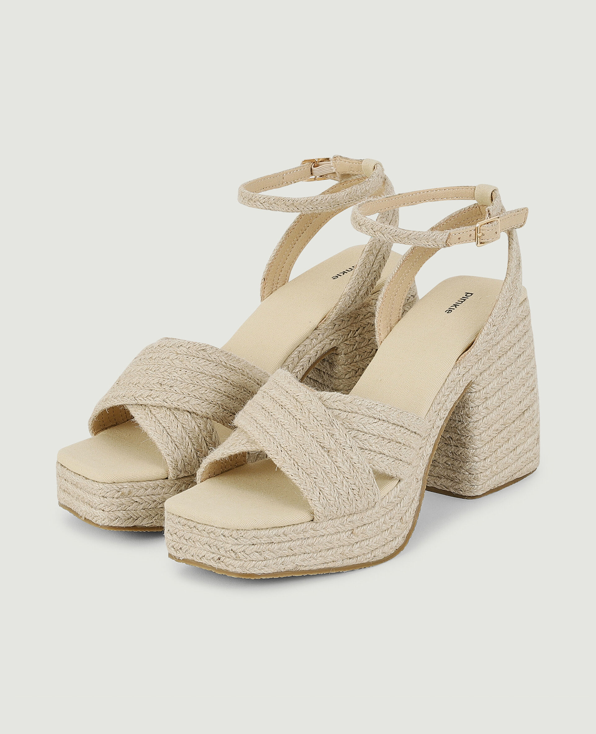 Sandales plateformes matière corde - Beige