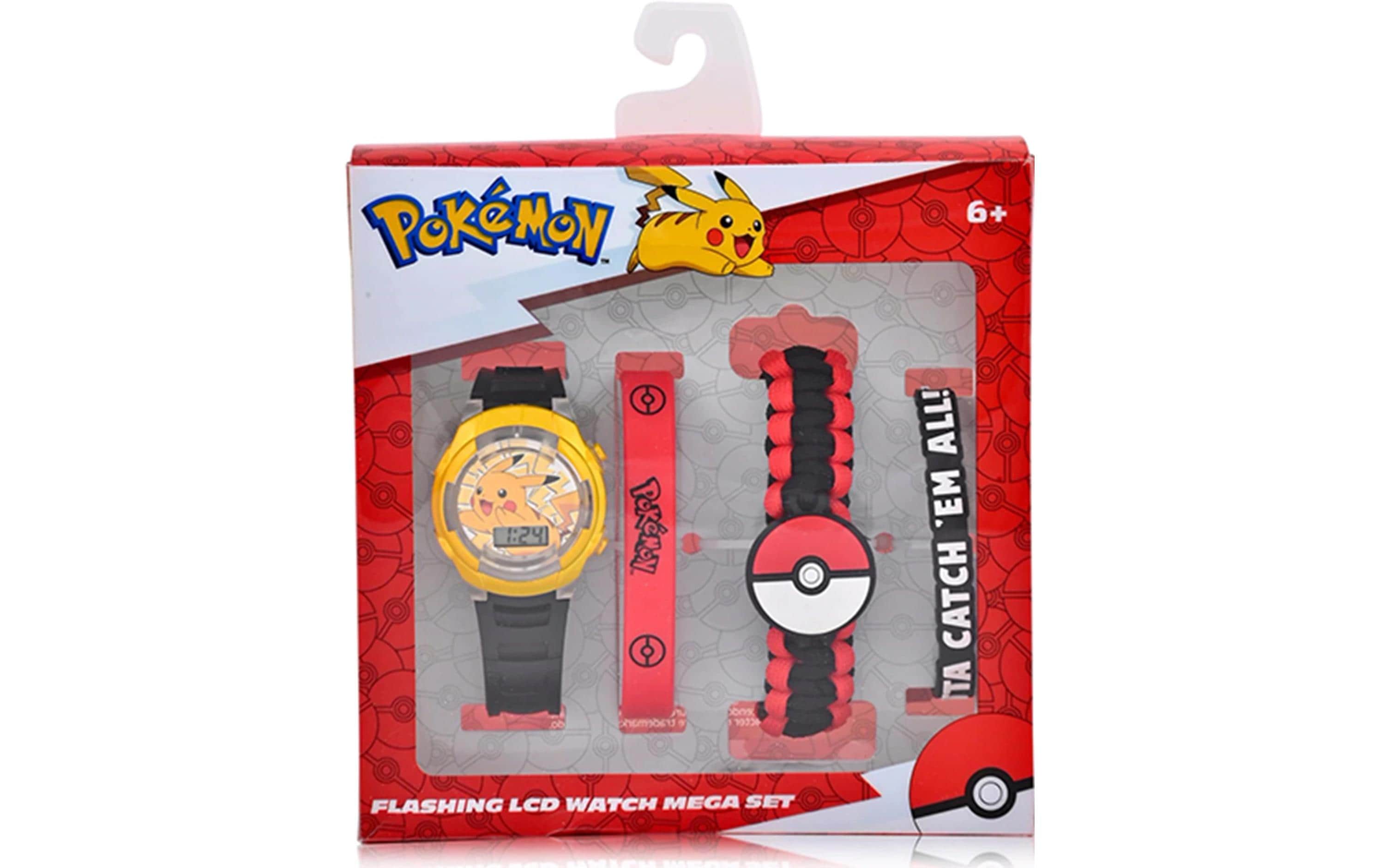 LCD Uhr Geschenkset Pokémon Gelb/Rot/SchwarzLeuchtende Kinderuhr mit digitaler Anzeige