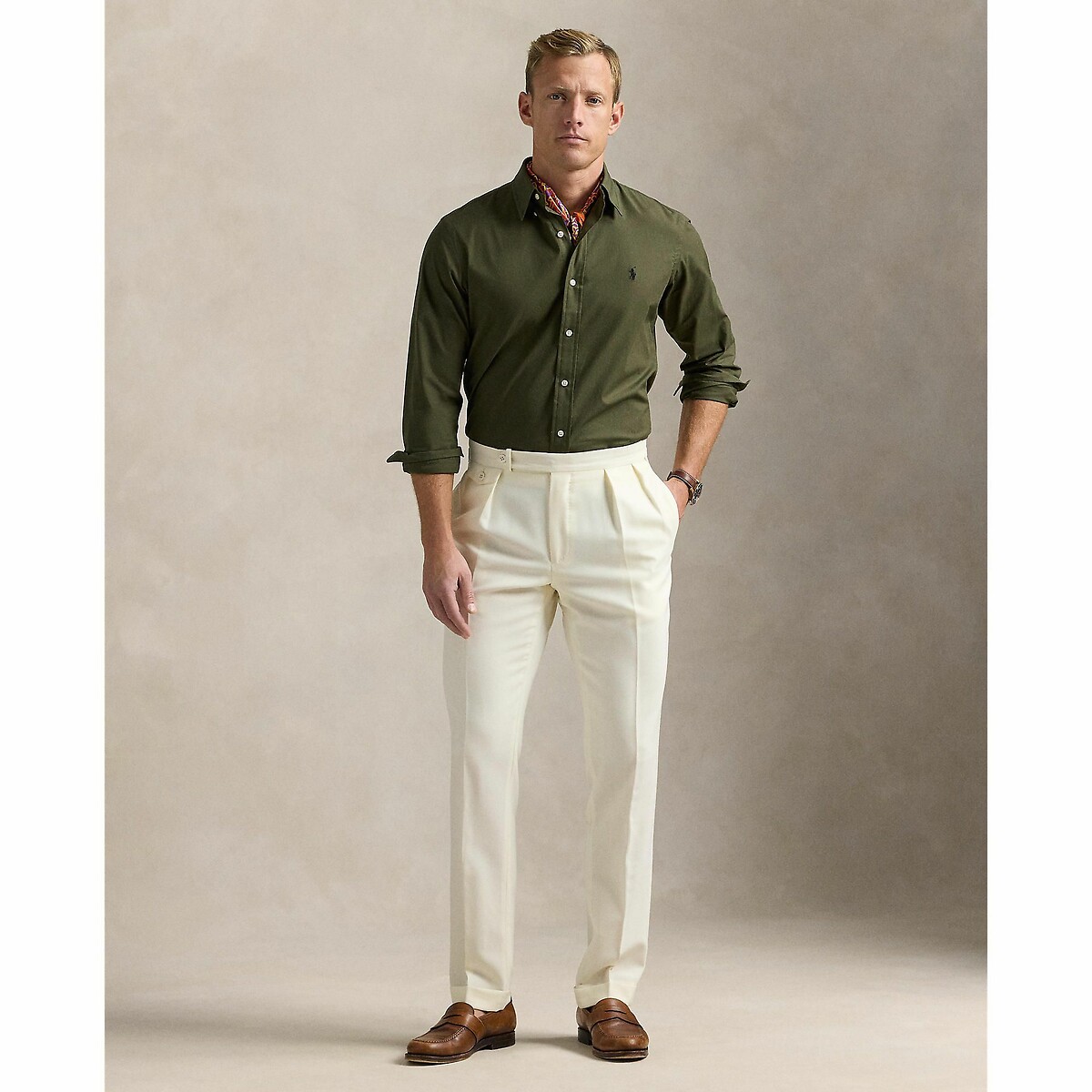 POLO RALPH LAUREN<br>Camisa de popeline elástica, corte slim