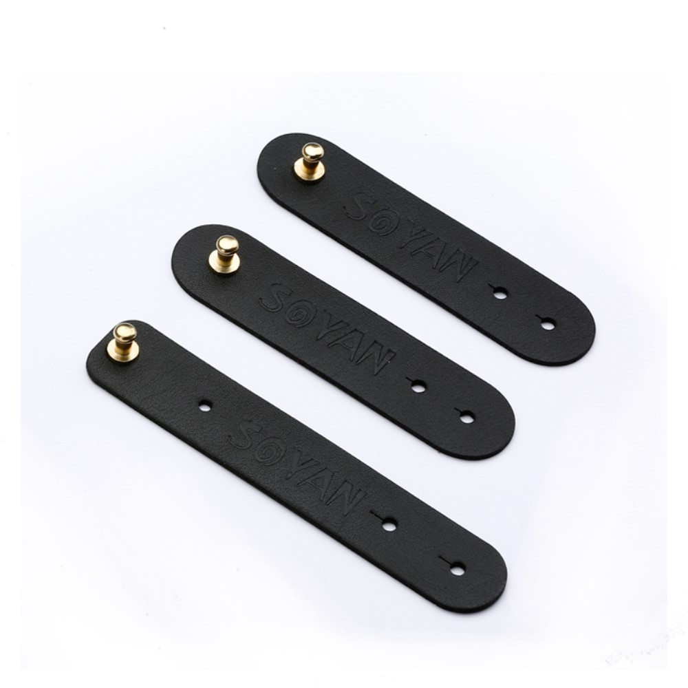 (3-tlg. Set) Leder Kabel Organizer Kabelbinder - Schwarz